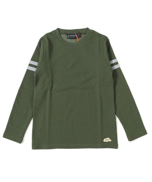 KRIFF MAYER Kid's Collection（クリフメイヤーキッズコレクション）の「マイニチ袖ラインTEE（Tシャツ/カットソー・キッズ・チャコール/カーキ/ブルーグリーン/グレー・120/130/140/150/160/170）」の3枚目の写真