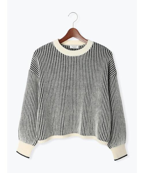 Te chichi TERRASSE（テチチテラス）の「ストライプ編みニット（ニット/セーター・レディース・ベージュ/オフホワイト/ブルー・ﾌﾘ-）」の2枚目の写真