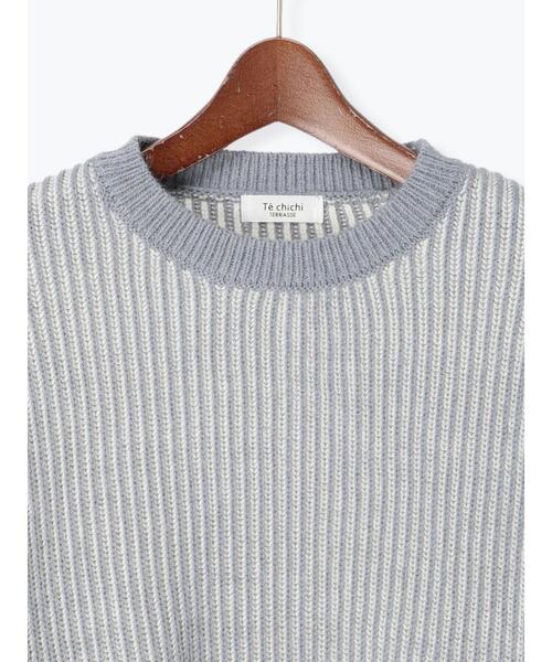 Te chichi TERRASSE（テチチテラス）の「ストライプ編みニット（ニット/セーター・レディース・ベージュ/オフホワイト/ブルー・ﾌﾘ-）」の6枚目の写真