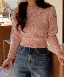 SONA ボカシクロップミックスカラーニット