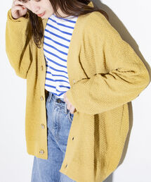 GLOSTER | 【ユニセックス対応】【GLOSTER/グロスター】カラーブークレ Vネック オーバーカーディガン ドロップショルダー(カーディガン/ボレロ)