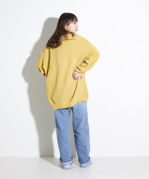 GLOSTER（グロスター）の「【ユニセックス対応】【GLOSTER/グロスター】カラーブークレ Vネック オーバーカーディガン ドロップショルダー（カーディガン/ボレロ・メンズ・ブラック/オリーブ/イエロー/オレンジ/ブルー・S/M/L）」の6枚目の写真