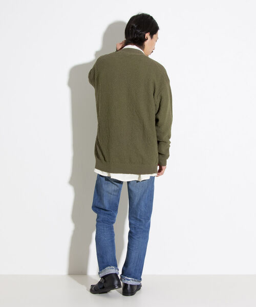 GLOSTER（グロスター）の「【ユニセックス対応】【GLOSTER/グロスター】カラーブークレ Vネック オーバーカーディガン ドロップショルダー（カーディガン/ボレロ・メンズ・ブラック/オリーブ/イエロー/オレンジ/ブルー・S/M/L）」の18枚目の写真