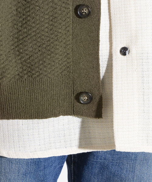 GLOSTER（グロスター）の「【ユニセックス対応】【GLOSTER/グロスター】カラーブークレ Vネック オーバーカーディガン ドロップショルダー（カーディガン/ボレロ・メンズ・ブラック/オリーブ/イエロー/オレンジ/ブルー・S/M/L）」の13枚目の写真