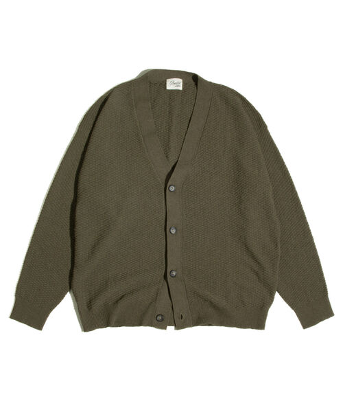 GLOSTER（グロスター）の「【ユニセックス対応】【GLOSTER/グロスター】カラーブークレ Vネック オーバーカーディガン ドロップショルダー（カーディガン/ボレロ・メンズ・ブラック/オリーブ/イエロー/オレンジ/ブルー・S/M/L）」の3枚目の写真