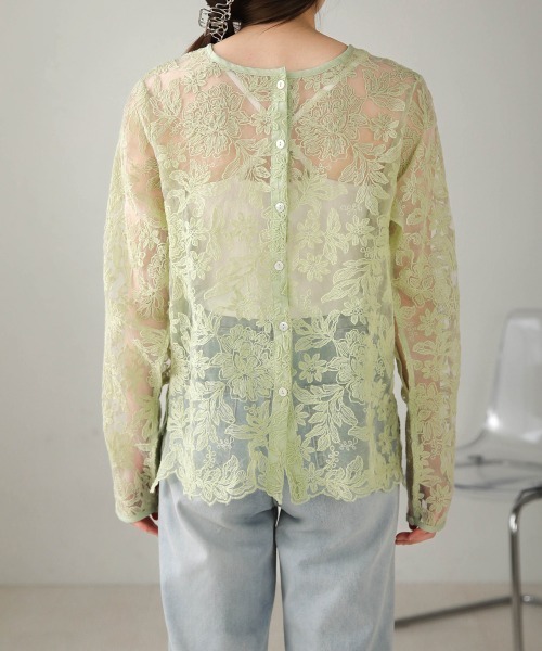 Bab(バブ)の「シアーエンブロイダリーレース2WAYブラウス(シャツ/ブラウス・レディース・ライトグレー/グリーン/アイボリー・M)」の14枚目の写真