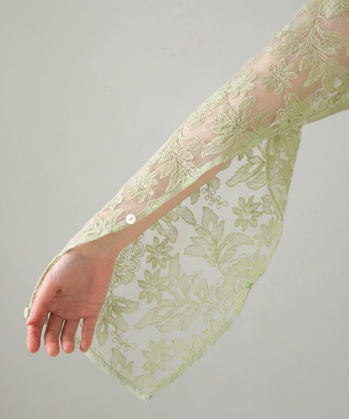 Bab(バブ)の「シアーエンブロイダリーレース2WAYブラウス(シャツ/ブラウス・レディース・ライトグレー/グリーン/アイボリー・M)」の8枚目の写真