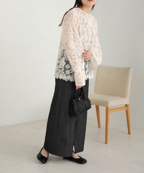 Bab(バブ)の「シアーエンブロイダリーレース2WAYブラウス(シャツ/ブラウス・レディース・ライトグレー/グリーン/アイボリー・M)」の16枚目の写真