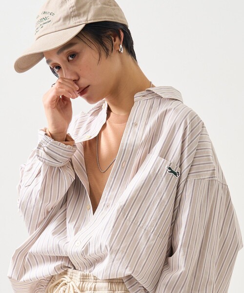 FREAK'S STORE（フリークスストア）の「TOWN CRAFT × FREAK'S STORE/タウンクラフト×フリークスストア　別注 ストライプシャツ（シャツ/ブラウス・レディース・サックスブルー/ピンク/ベージュ・ﾌﾘ-）」の18枚目の写真