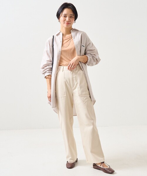 FREAK'S STORE（フリークスストア）の「TOWN CRAFT × FREAK'S STORE/タウンクラフト×フリークスストア　別注 ストライプシャツ（シャツ/ブラウス・レディース・サックスブルー/ピンク/ベージュ・ﾌﾘ-）」の10枚目の写真