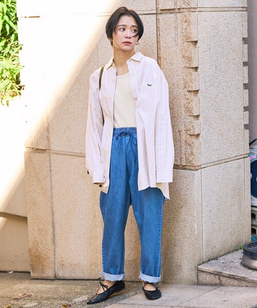 FREAK'S STORE（フリークスストア）の「TOWN CRAFT × FREAK'S STORE/タウンクラフト×フリークスストア　別注 ストライプシャツ（シャツ/ブラウス・レディース・サックスブルー/ピンク/ベージュ・ﾌﾘ-）」の15枚目の写真