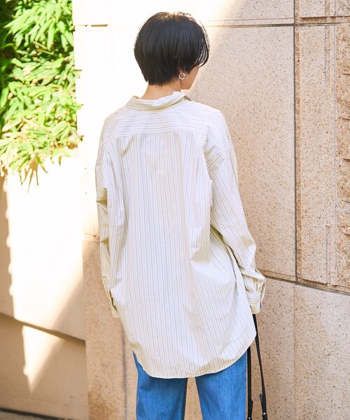 FREAK'S STORE（フリークスストア）の「TOWN CRAFT × FREAK'S STORE/タウンクラフト×フリークスストア　別注 ストライプシャツ（シャツ/ブラウス・レディース・サックスブルー/ピンク/ベージュ・ﾌﾘ-）」の6枚目の写真