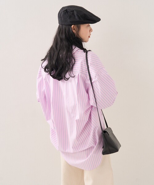 FREAK'S STORE（フリークスストア）の「TOWN CRAFT × FREAK'S STORE/タウンクラフト×フリークスストア　別注 ストライプシャツ（シャツ/ブラウス・レディース・サックスブルー/ピンク/ベージュ・ﾌﾘ-）」の7枚目の写真