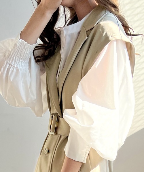 Futier land（フューティアランド）の「ボレロスリーブマルチアレンジトレンチコート（トレンチコート・レディース・ベージュ/ブラック/カーキ・MEDIUM）」の5枚目の写真