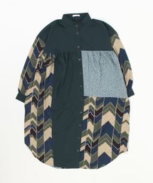 sandy | 【sandy】パッチワークスタンドカラーワンピース(ワンピース)