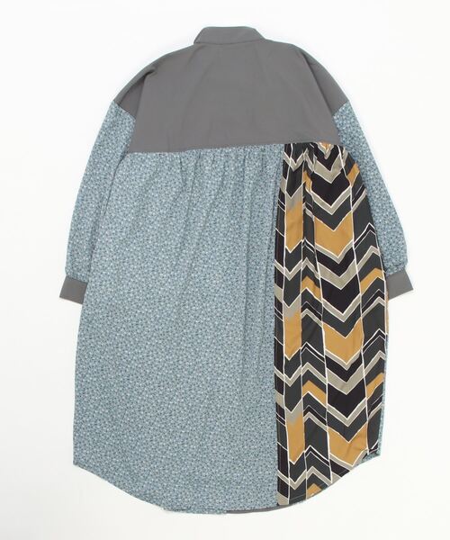 sandy（サンディー）の「【sandy】パッチワークスタンドカラーワンピース（ワンピース・レディース・サックスブルー/グリーン/ネイビー/イエロー・FREE）」の8枚目の写真