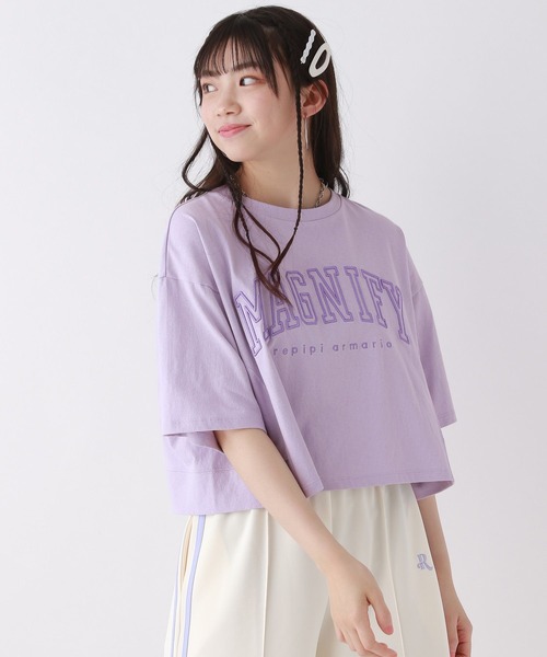 repipi armario（レピピ アルマリオ）の「カレッジロゴシシュウTシャツ（Tシャツ/カットソー・キッズ・ホワイト系その他/ホワイト系その他2/ブラック/グレー/グリーン/パープル/コーラル/ホワイト系その他3/ホワイト系その他4/ライム/ブルー/オレンジ系・SMALL/MEDIUM/LARGE）」の11枚目の写真