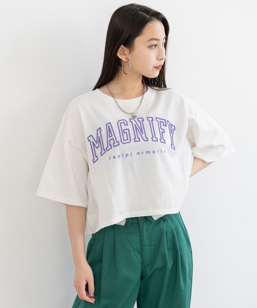 repipi armario（レピピ アルマリオ）の「カレッジロゴシシュウTシャツ（Tシャツ/カットソー・キッズ・ホワイト系その他/ホワイト系その他2/ブラック/グレー/グリーン/パープル/コーラル/ホワイト系その他3/ホワイト系その他4/ライム/ブルー/オレンジ系・SMALL/MEDIUM/LARGE）」の3枚目の写真