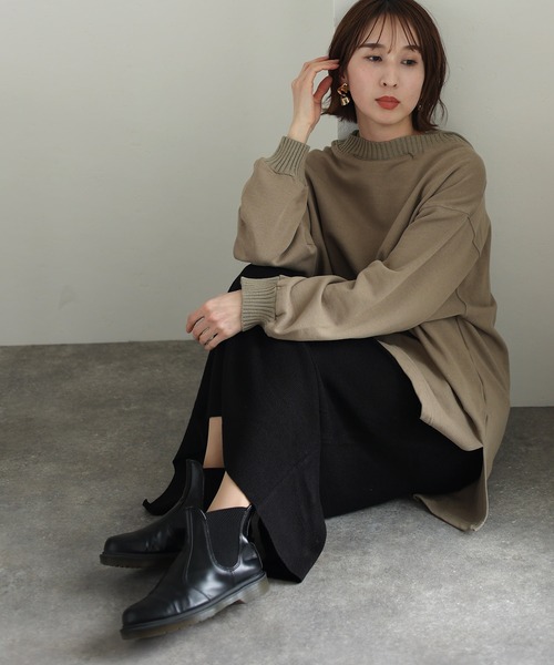 ElegChic（エレグシック）の「クレリック タイト ニット スカート （スカート・レディース・ブラック/グレイッシュベージュ/ネイビー・L/3L/5L）」の8枚目の写真