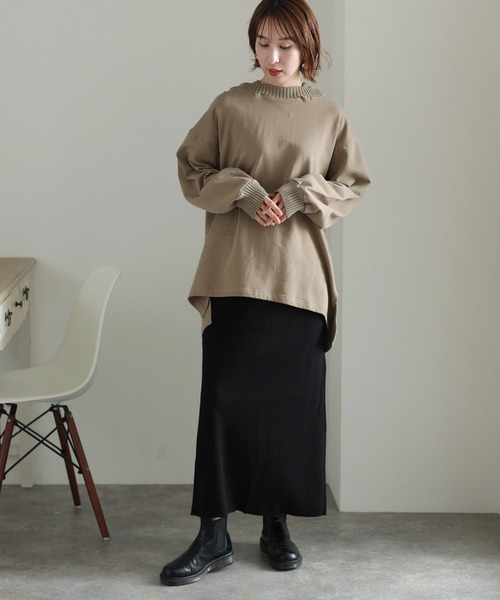ElegChic（エレグシック）の「クレリック タイト ニット スカート （スカート・レディース・ブラック/グレイッシュベージュ/ネイビー・L/3L/5L）」の12枚目の写真