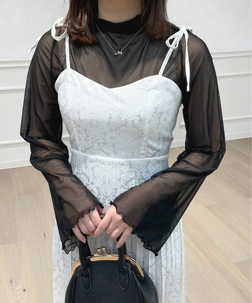 apres jour(アプレジュール)の「フレアスリーブシアーインナー【ZOZOTOWN限定アイテム】(Tシャツ/カットソー・レディース・オフホワイト/ブラック・X-LARGE/フリー)」の11枚目の写真