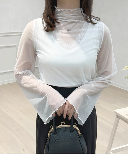 apres jour(アプレジュール)の「フレアスリーブシアーインナー【ZOZOTOWN限定アイテム】(Tシャツ/カットソー・レディース・オフホワイト/ブラック・X-LARGE/フリー)」の20枚目の写真