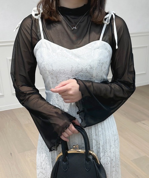 apres jour(アプレジュール)の「フレアスリーブシアーインナー【ZOZOTOWN限定アイテム】(Tシャツ/カットソー・レディース・オフホワイト/ブラック・X-LARGE/フリー)」の12枚目の写真