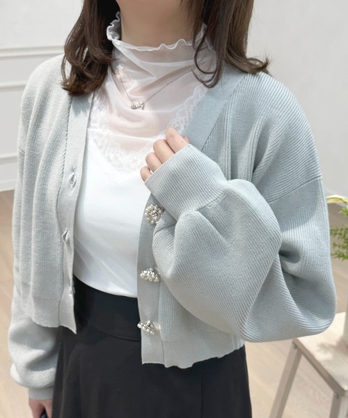 apres jour(アプレジュール)の「フレアスリーブシアーインナー【ZOZOTOWN限定アイテム】(Tシャツ/カットソー・レディース・オフホワイト/ブラック・X-LARGE/フリー)」の6枚目の写真