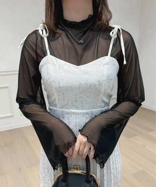 apres jour(アプレジュール)の「フレアスリーブシアーインナー【ZOZOTOWN限定アイテム】(Tシャツ/カットソー・レディース・オフホワイト/ブラック・X-LARGE/フリー)」の10枚目の写真