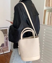 2way PUレザー×キャンバス ショルダートートバッグ