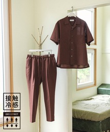 ADAM ET ROPE' | 《2点セット》【RIRANCHA】オープンカラーシャツ＆イージーパンツ セットアップ/イージーケア/吸水速乾(セットアップ)