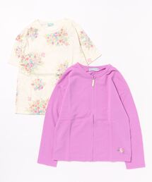 HAKKA KIDS（ハッカキッズ）の「[ジュニアサイズ]プリマブーケプリントTシャツ＆カーディガンセット（Tシャツ/カットソー・キッズ）」