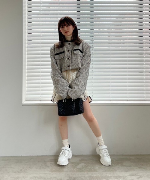 AMAIL ノーカラー ツイードジャケット AMAIL ノーカラー ツイードジャケット