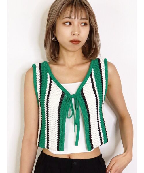 EMODA（エモダ）の「クロシェクロップベスト（ニット/セーター・レディース・その他1/その他/ブラック・FREE）」の6枚目の写真