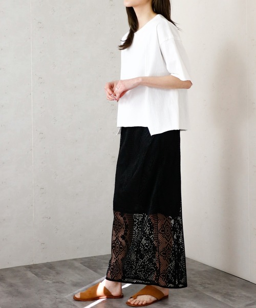 Per sist ence(パーシエンス)の「Per sist ence/パーシエンス デザインヘムカットオフTシャツ(Tシャツ/カットソー・レディース・グレイッシュベージュ/カーキ/オフホワイト・FREE)」の8枚目の写真