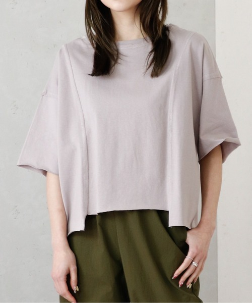 Per sist ence(パーシエンス)の「Per sist ence/パーシエンス デザインヘムカットオフTシャツ(Tシャツ/カットソー・レディース・グレイッシュベージュ/カーキ/オフホワイト・FREE)」の15枚目の写真