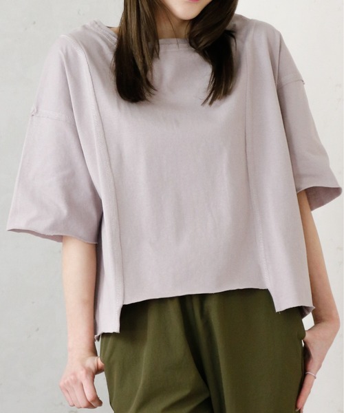 Per sist ence(パーシエンス)の「Per sist ence/パーシエンス デザインヘムカットオフTシャツ(Tシャツ/カットソー・レディース・グレイッシュベージュ/カーキ/オフホワイト・FREE)」の19枚目の写真