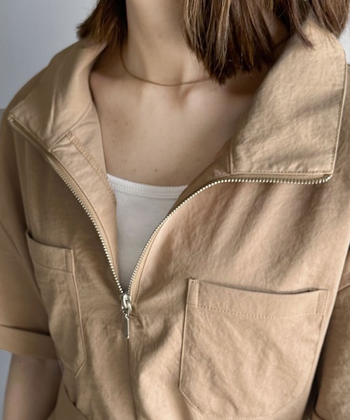 Java（ジャバ）の「《JaVaジャバ 別注》大人のワークテイスト。コットンライクハーフジップワンピース（ワンピース・レディース・ブラック/カーキ/ベージュ/キャメル・LARGE/MEDIUM/SMALL/X-LARGE）」の17枚目の写真