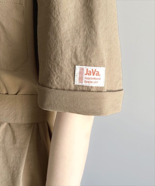 Java（ジャバ）の「《JaVaジャバ 別注》大人のワークテイスト。コットンライクハーフジップワンピース（ワンピース・レディース・ブラック/カーキ/ベージュ/キャメル・LARGE/MEDIUM/SMALL/X-LARGE）」の18枚目の写真