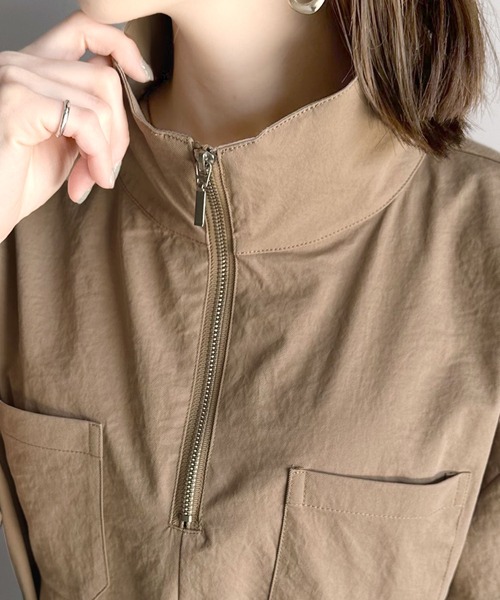 Java（ジャバ）の「《JaVaジャバ 別注》大人のワークテイスト。コットンライクハーフジップワンピース（ワンピース・レディース・ブラック/カーキ/ベージュ/キャメル・LARGE/MEDIUM/SMALL/X-LARGE）」の19枚目の写真