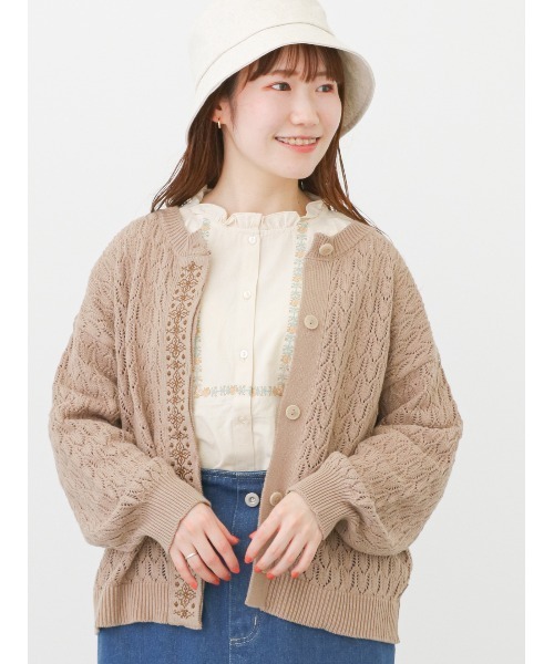 ehka sopo(エヘカソポ)の「【Maison SAJOU】刺繍カーディガン(カーディガン/ボレロ・レディース・ブラック/キナリ/ベージュ・フリ-)」の3枚目の写真