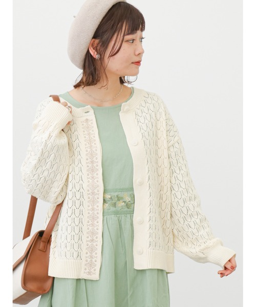 ehka sopo(エヘカソポ)の「【Maison SAJOU】刺繍カーディガン(カーディガン/ボレロ・レディース・ブラック/キナリ/ベージュ・フリ-)」の2枚目の写真