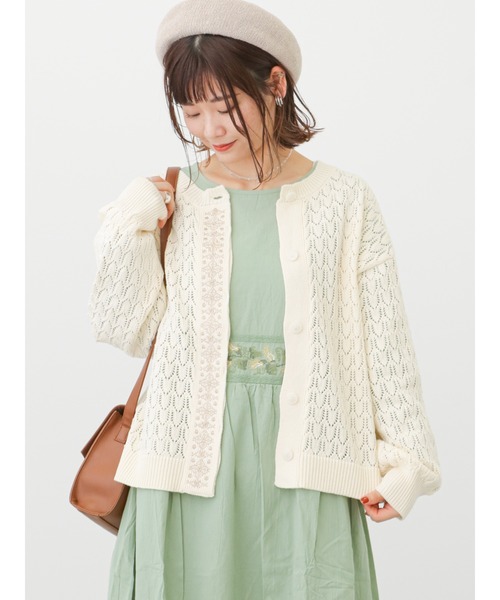 ehka sopo(エヘカソポ)の「【Maison SAJOU】刺繍カーディガン(カーディガン/ボレロ・レディース・ブラック/キナリ/ベージュ・フリ-)」の7枚目の写真