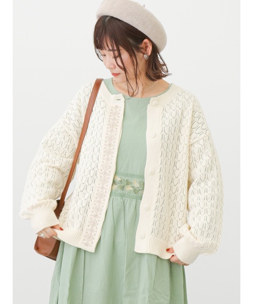 ehka sopo(エヘカソポ)の「【Maison SAJOU】刺繍カーディガン(カーディガン/ボレロ・レディース・ブラック/キナリ/ベージュ・フリ-)」の8枚目の写真