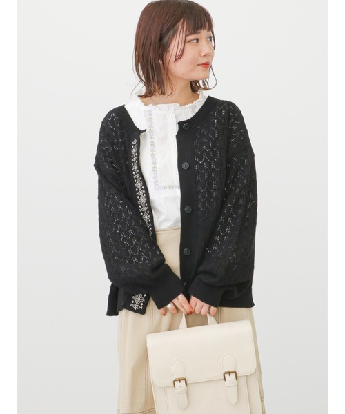 ehka sopo(エヘカソポ)の「【Maison SAJOU】刺繍カーディガン(カーディガン/ボレロ・レディース・ブラック/キナリ/ベージュ・フリ-)」の15枚目の写真