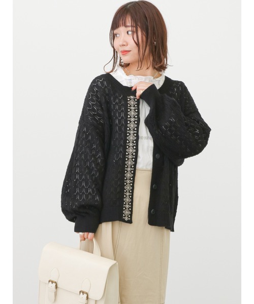 ehka sopo(エヘカソポ)の「【Maison SAJOU】刺繍カーディガン(カーディガン/ボレロ・レディース・ブラック/キナリ/ベージュ・フリ-)」の16枚目の写真