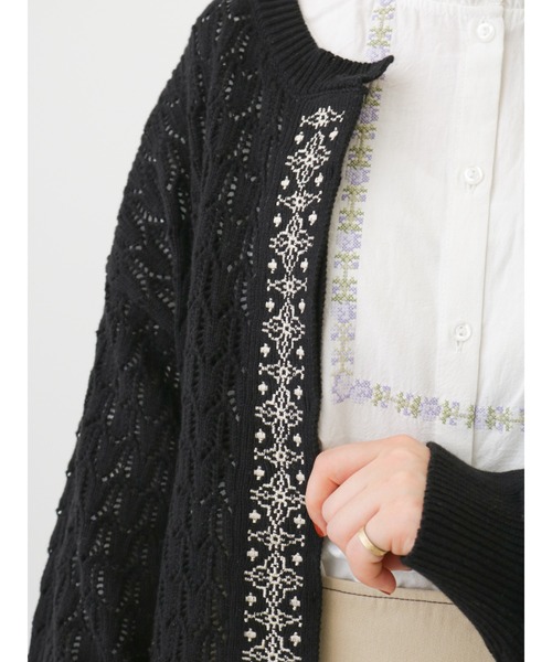 ehka sopo(エヘカソポ)の「【Maison SAJOU】刺繍カーディガン(カーディガン/ボレロ・レディース・ブラック/キナリ/ベージュ・フリ-)」の18枚目の写真