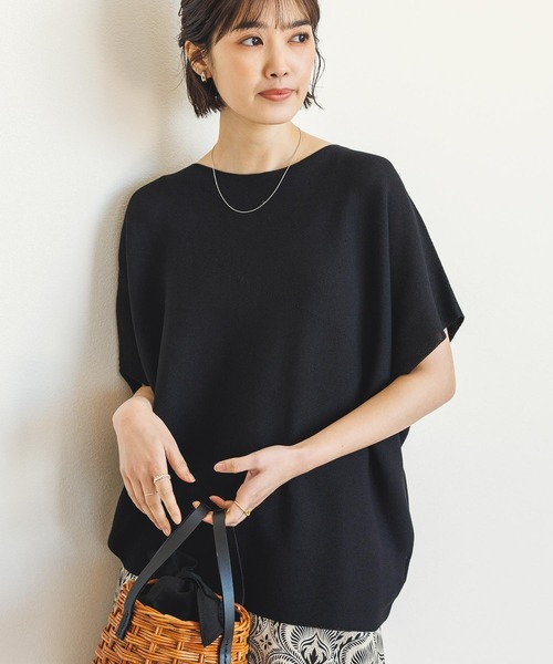 Gready Brilliant(グレディブリリアン)の「ホールGアシメフレンチニット(ニット/セーター・レディース・ライトグレー/ブラック/レモンイエロー・FREE)」の2枚目の写真