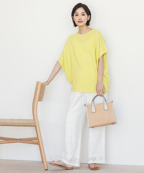 Gready Brilliant(グレディブリリアン)の「ホールGアシメフレンチニット(ニット/セーター・レディース・ライトグレー/ブラック/レモンイエロー・FREE)」の4枚目の写真