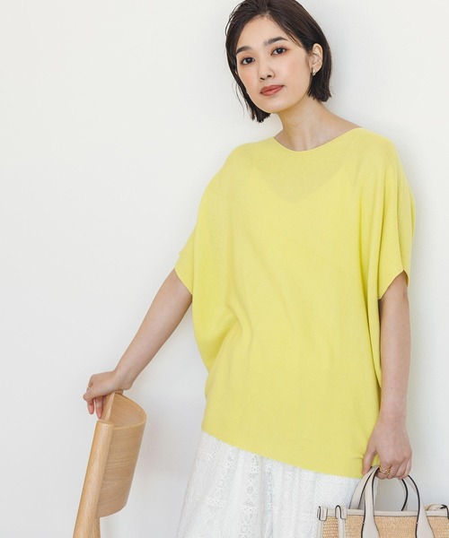 Gready Brilliant(グレディブリリアン)の「ホールGアシメフレンチニット(ニット/セーター・レディース・ライトグレー/ブラック/レモンイエロー・FREE)」の9枚目の写真